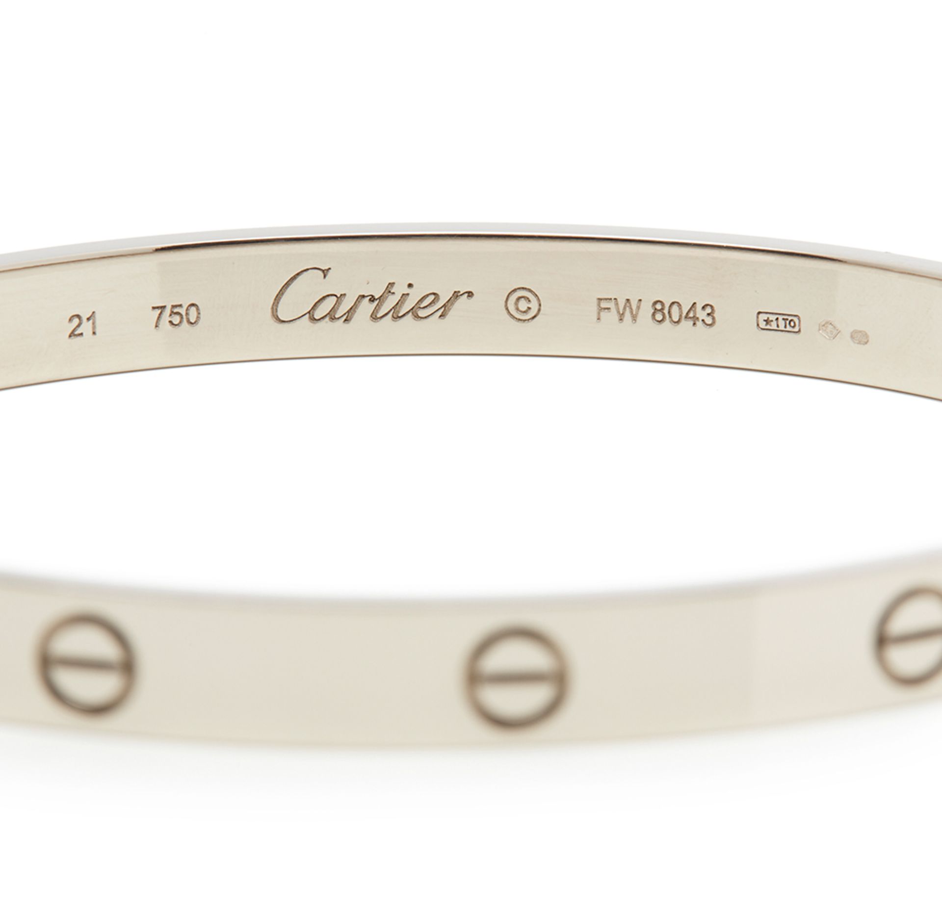 Cartier 18k White Gold Love Bracelet Size 21 - Image 8 of 9