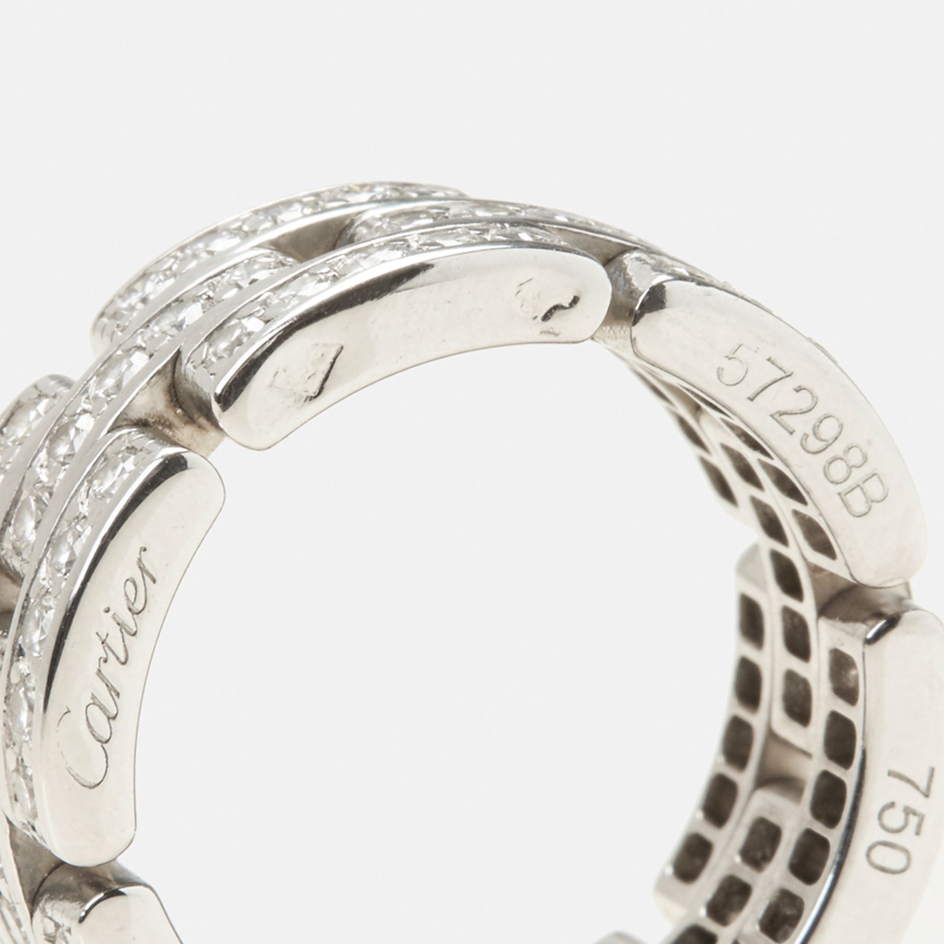 Cartier 18k White Gold Diamond Maillon Ring - Bild 6 aus 8