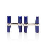 Cartier 18k White Gold Lapis Lazuli Baton Cufflinks