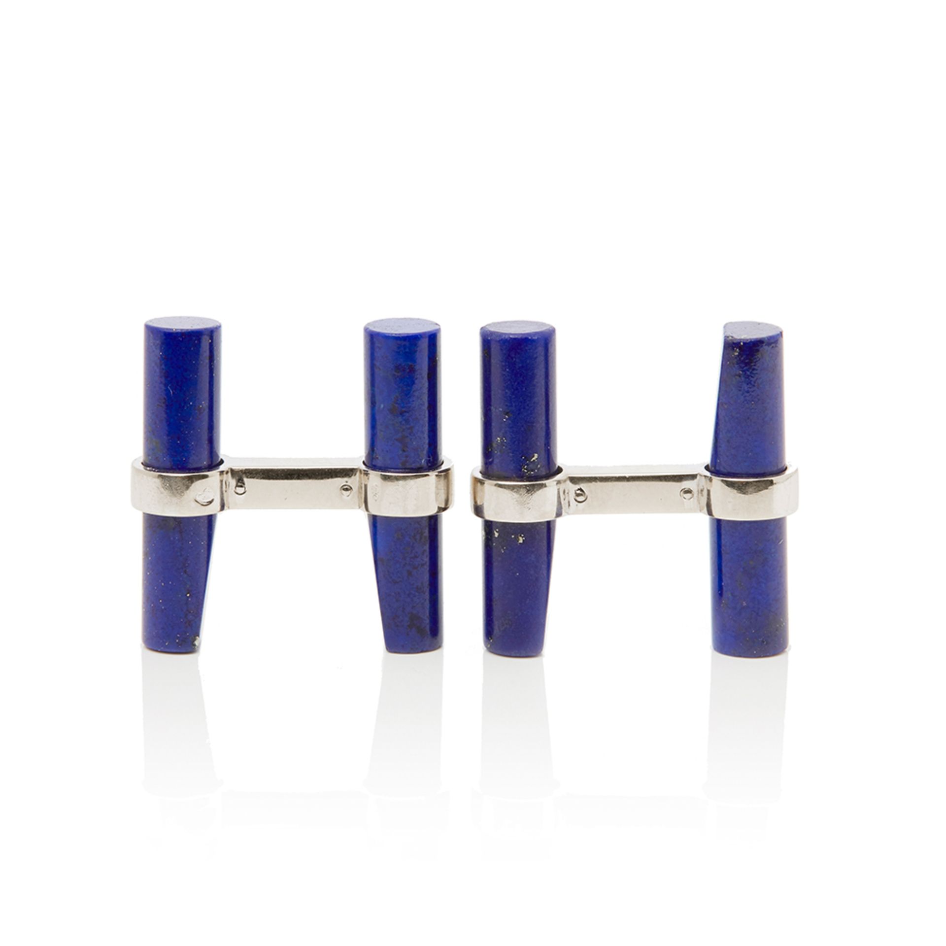 Cartier 18k White Gold Lapis Lazuli Baton Cufflinks