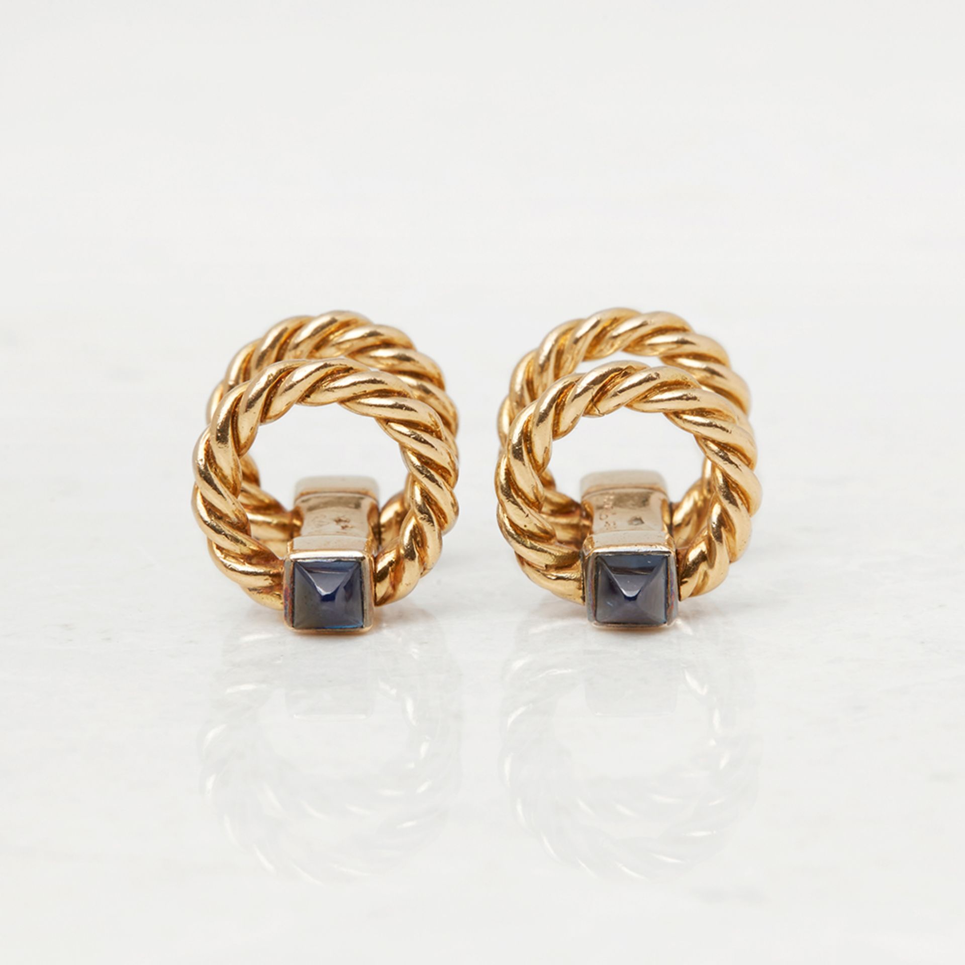 Cartier 18k Yellow Gold Sapphire Vintage Cufflinks - Bild 2 aus 7