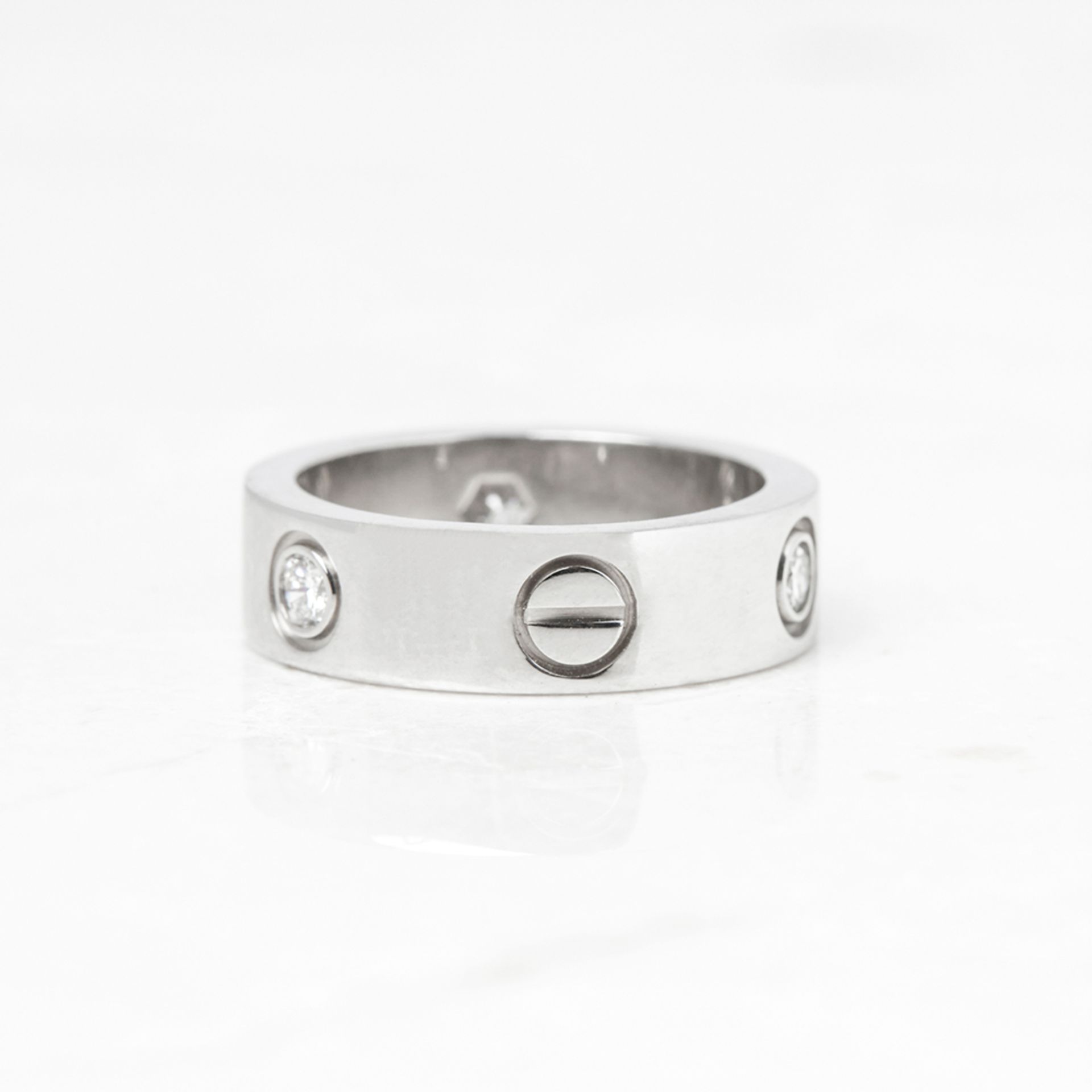 Cartier 18k White Gold 3 Diamond Love Ring - Bild 2 aus 5