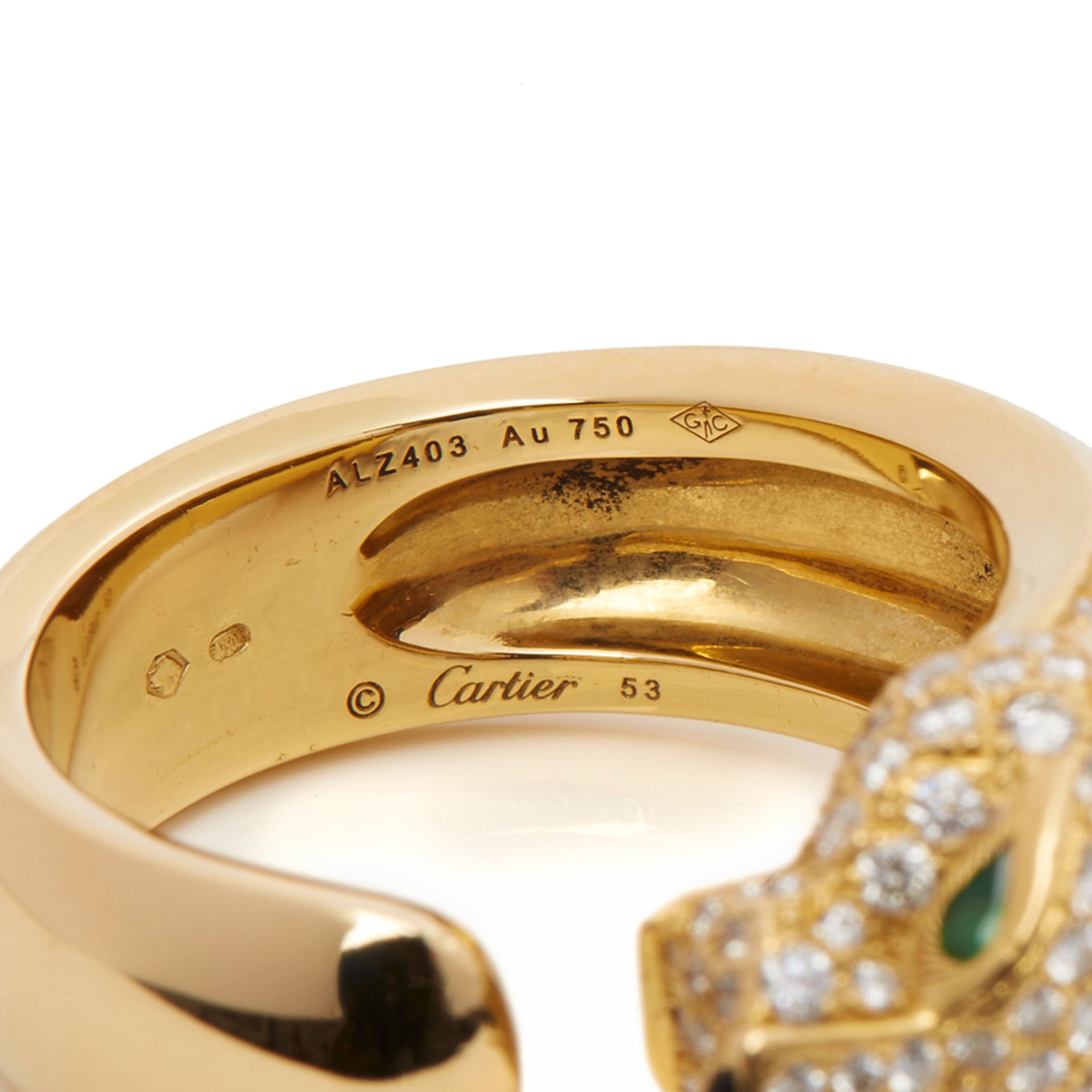 Cartier 18k Yellow Gold Diamond Panthre Ring - Image 6 of 8