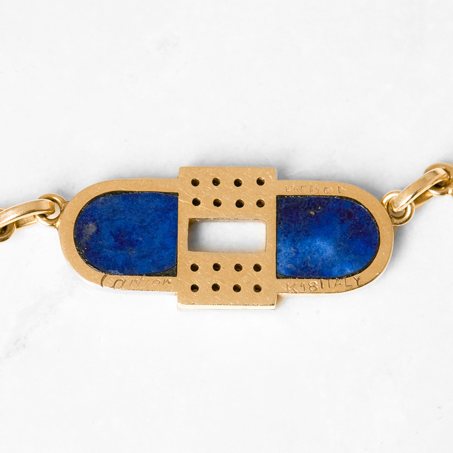 Cartier 18k Yellow Gold Lapis Lazuli & Diamond Necklace - Bild 6 aus 6