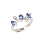 Cartier Platinum Sapphire & Diamond Meli Melo Ring