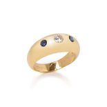 Cartier 18k Yellow Gold Sapphire & Diamond Gypsy Ring