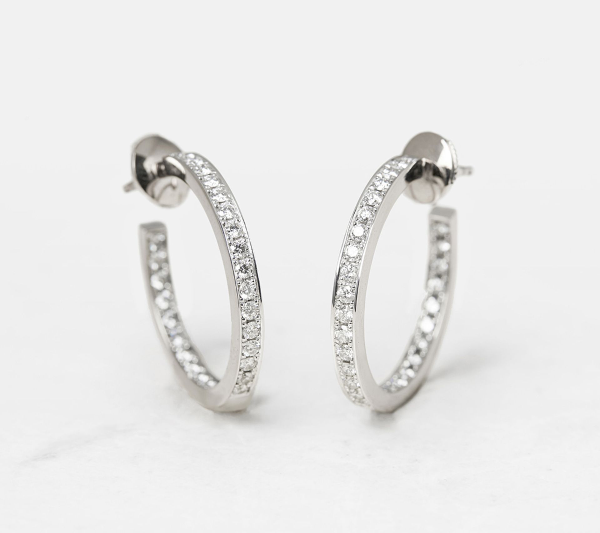 Cartier 18k White Gold 1.20ct Diamond Inside Out Hoop Earrings