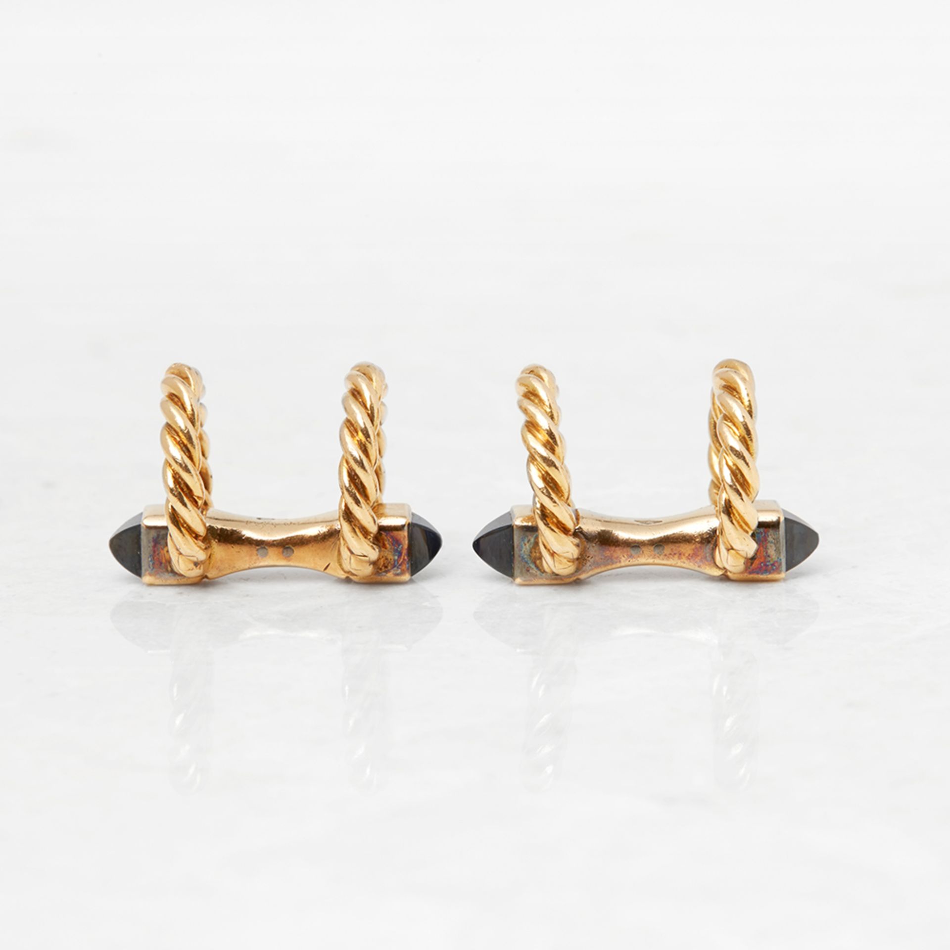 Cartier 18k Yellow Gold Sapphire Vintage Cufflinks - Image 3 of 7