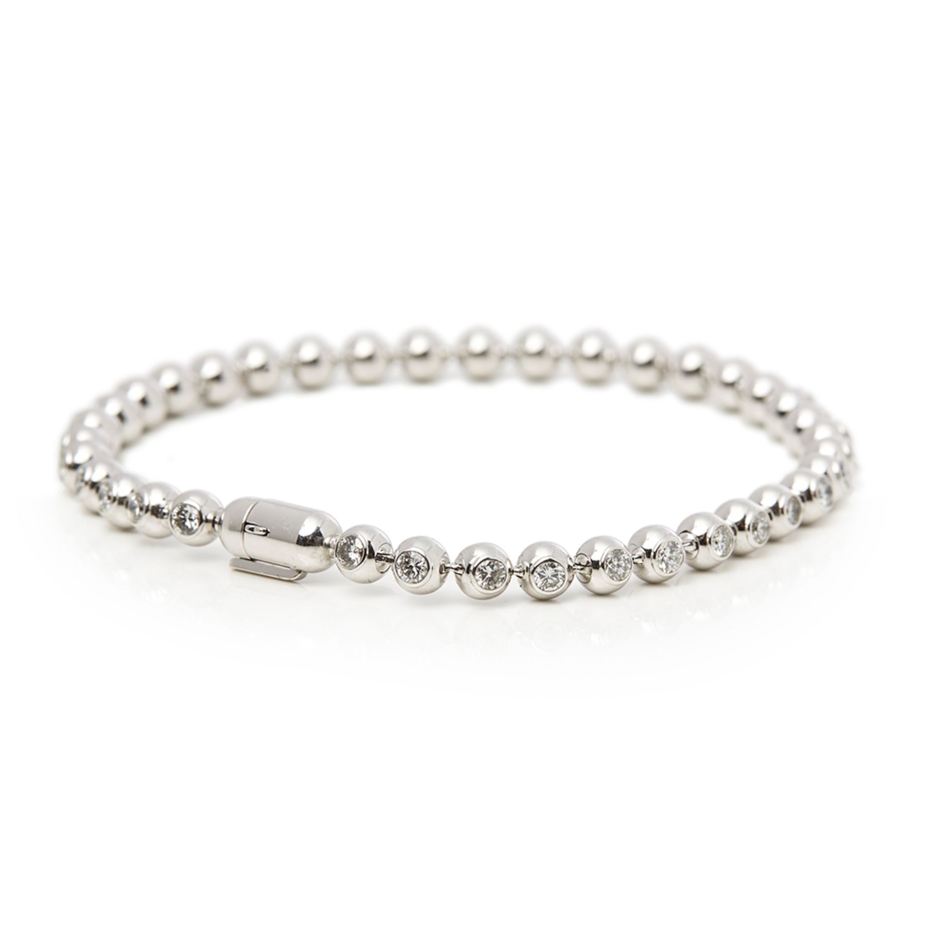 Cartier 18k White Gold Perles de Diamants Bracelet - Bild 2 aus 8