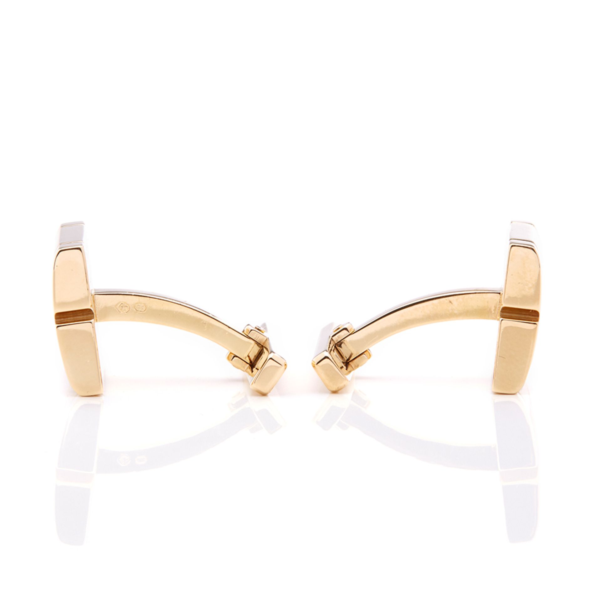 Cartier 18k Yellow Gold Diamond Tank Francaise Cufflinks - Image 4 of 8