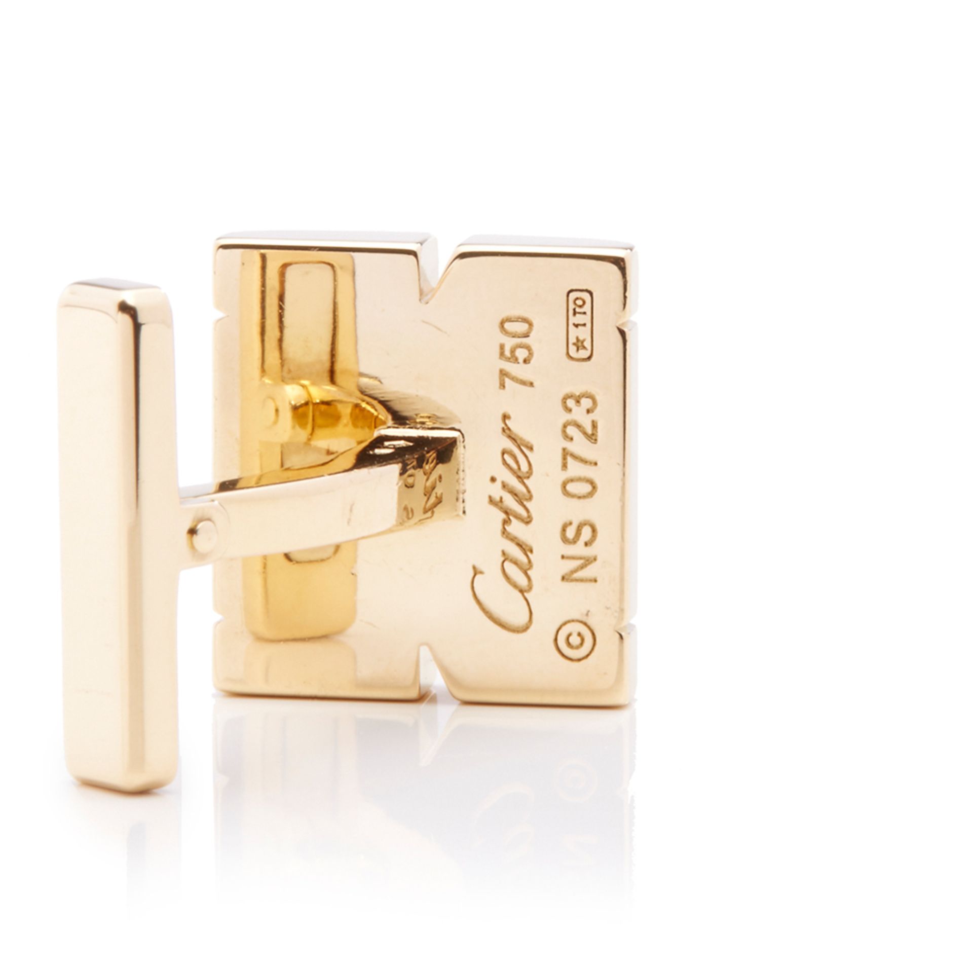 Cartier 18k Yellow Gold Diamond Tank Francaise Cufflinks - Image 6 of 8