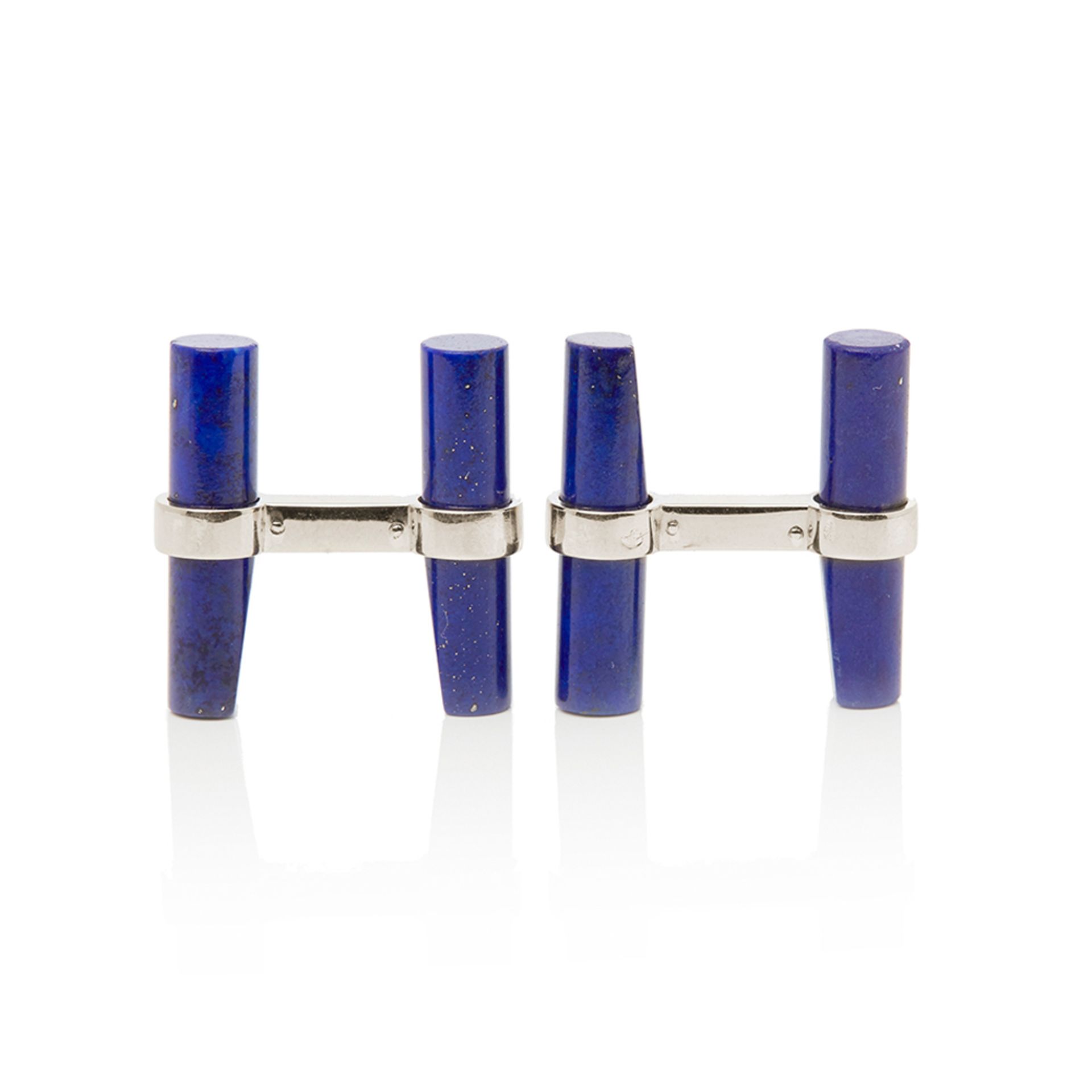 Cartier 18k White Gold Lapis Lazuli Baton Cufflinks - Image 2 of 9