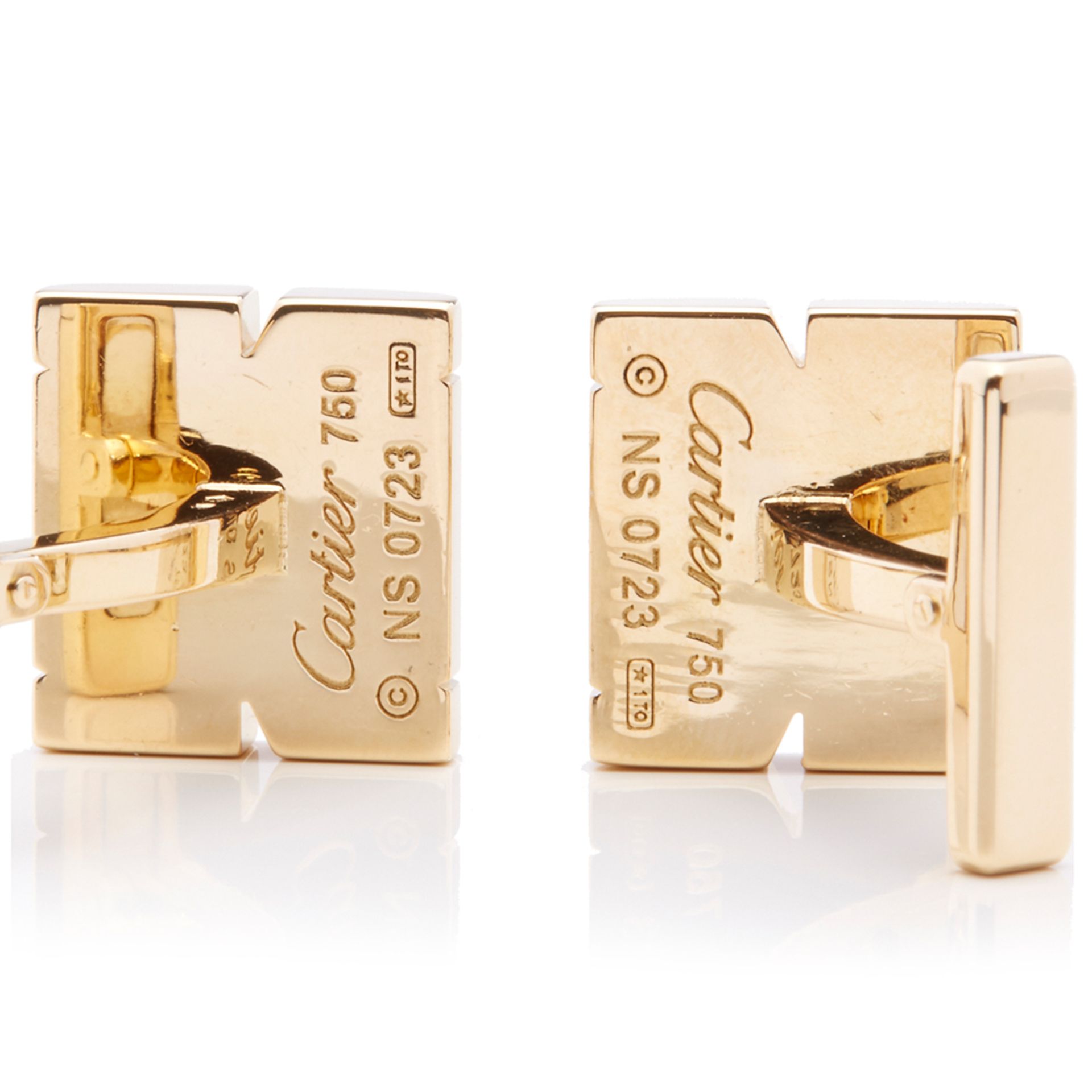 Cartier 18k Yellow Gold Diamond Tank Francaise Cufflinks - Image 7 of 8
