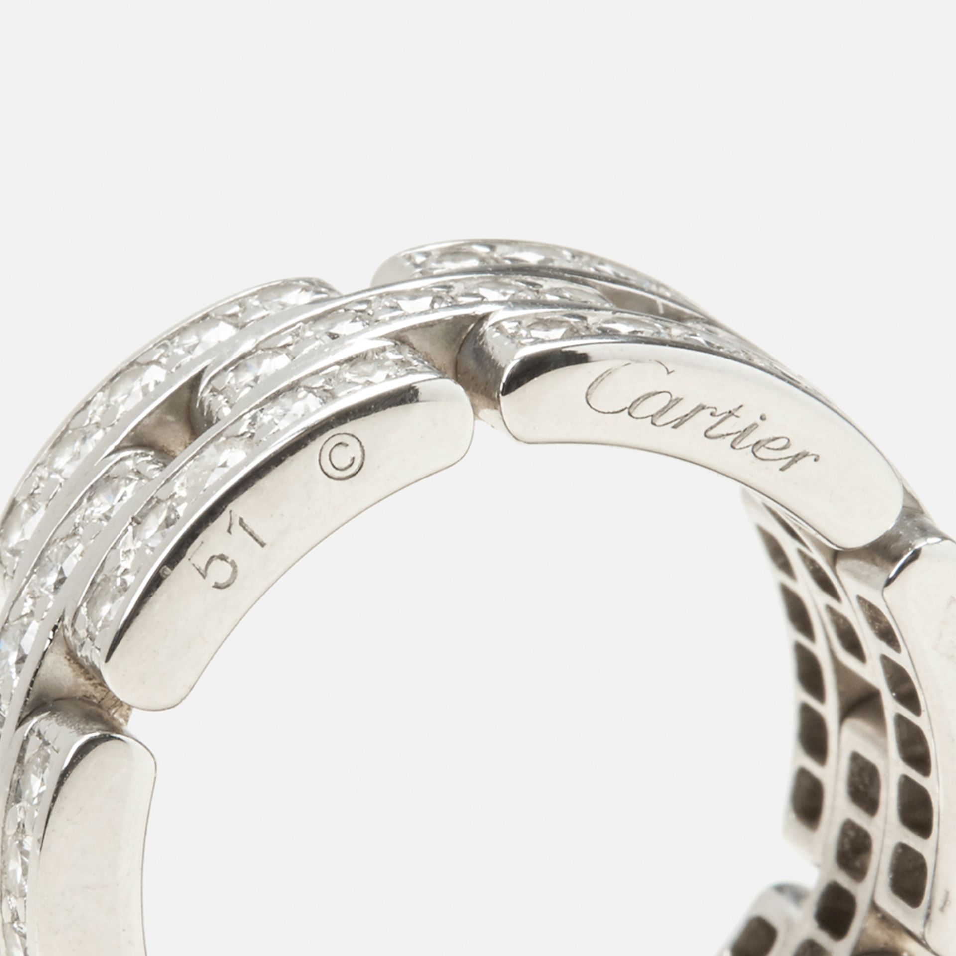 Cartier 18k White Gold Diamond Maillon Ring - Image 7 of 8