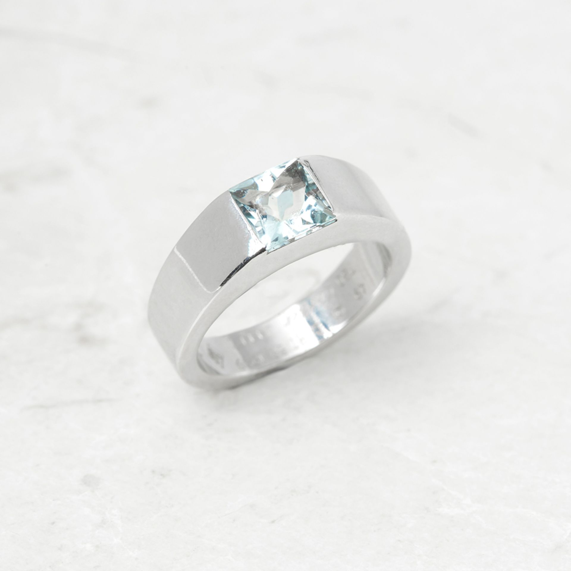 Cartier 18k White Gold Aquamarine Tank Ring