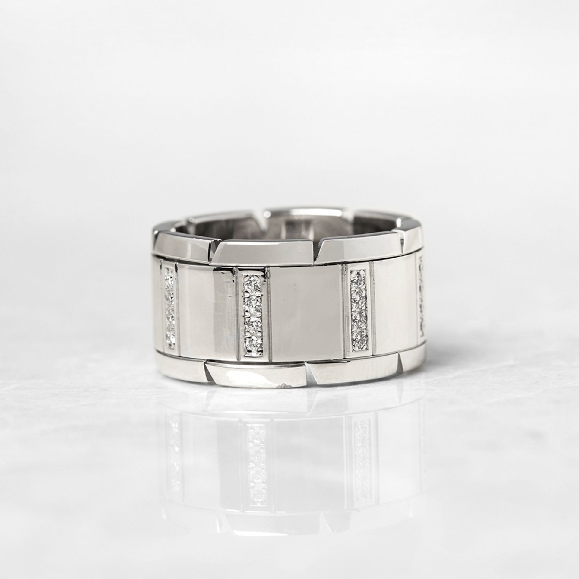 Cartier 18k White Gold Diamond Tank Francaise Ring - Image 3 of 5