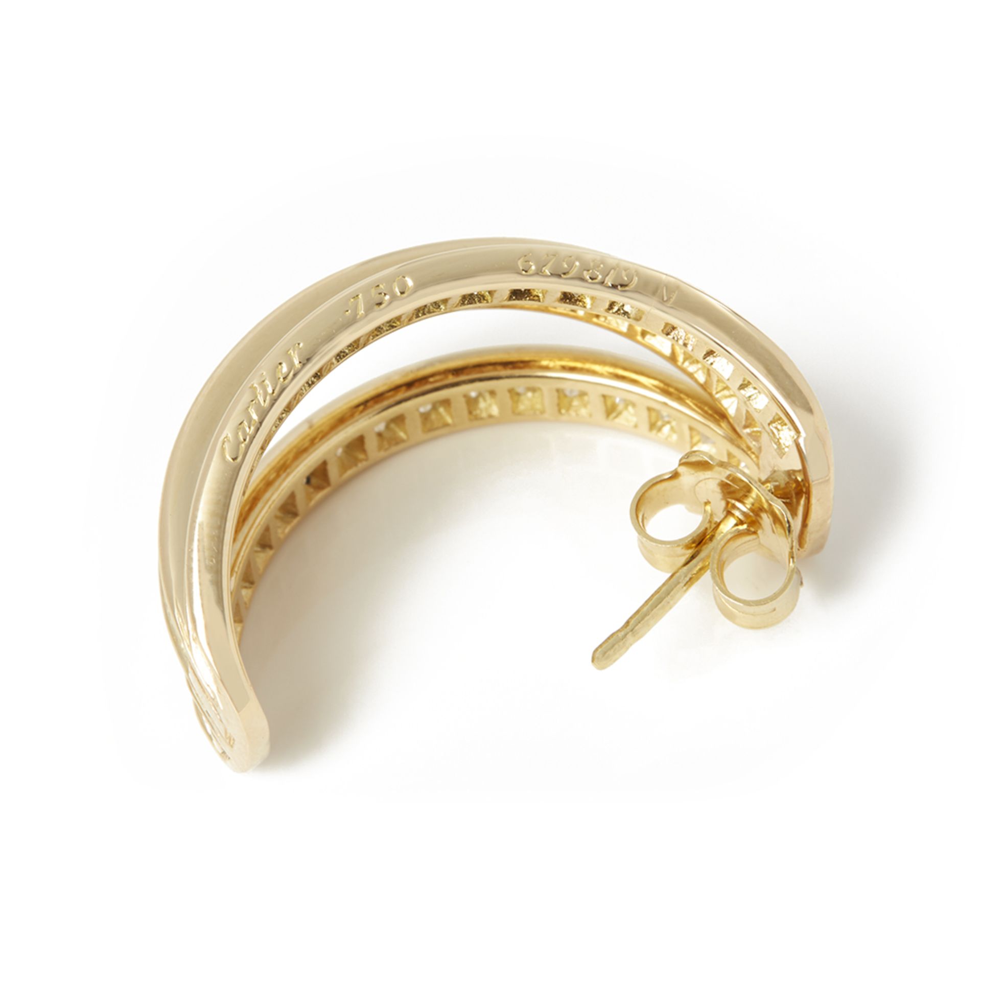 Cartier 18k Yellow Gold Diamond Trinity Earrings - Image 7 of 8