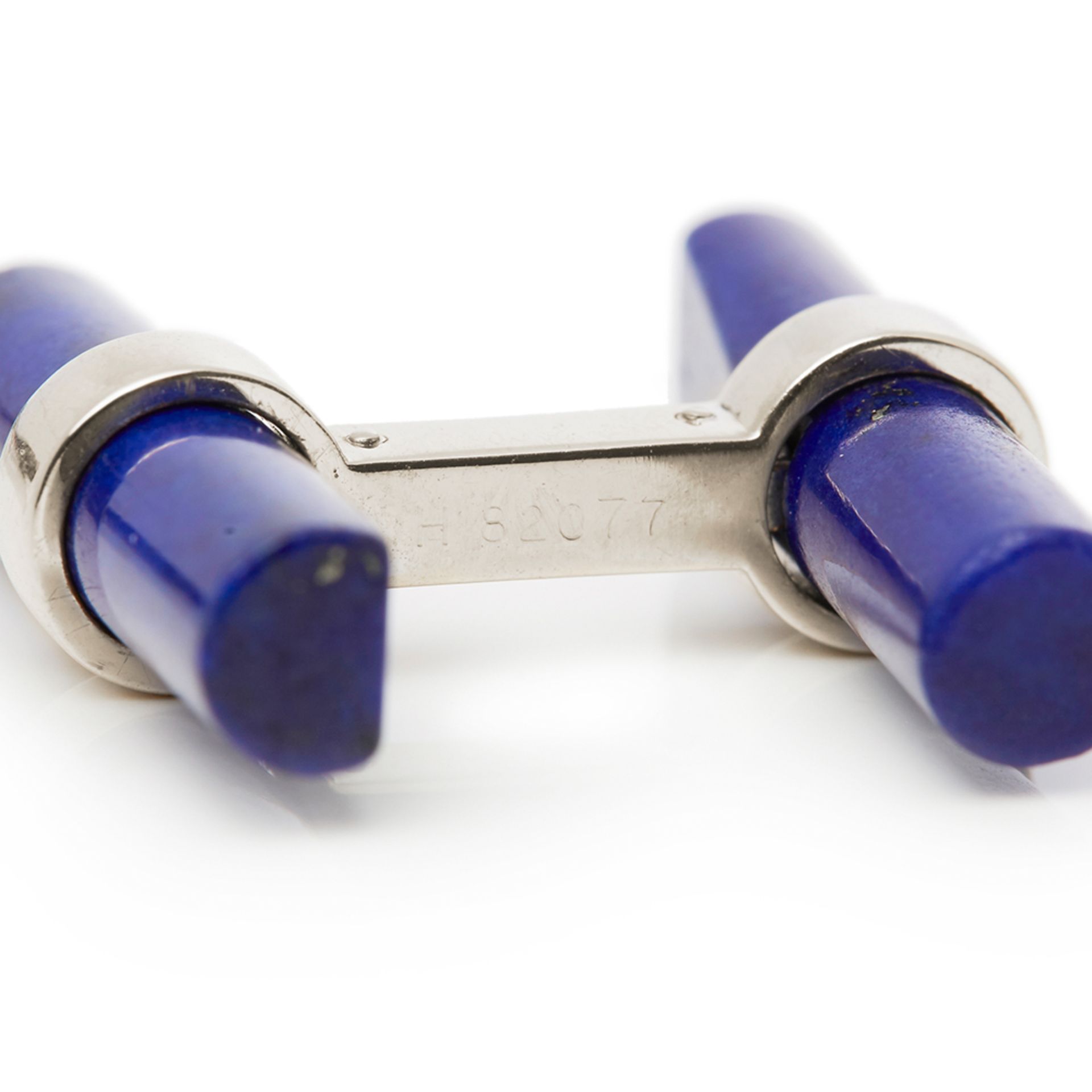 Cartier 18k White Gold Lapis Lazuli Baton Cufflinks - Bild 7 aus 9