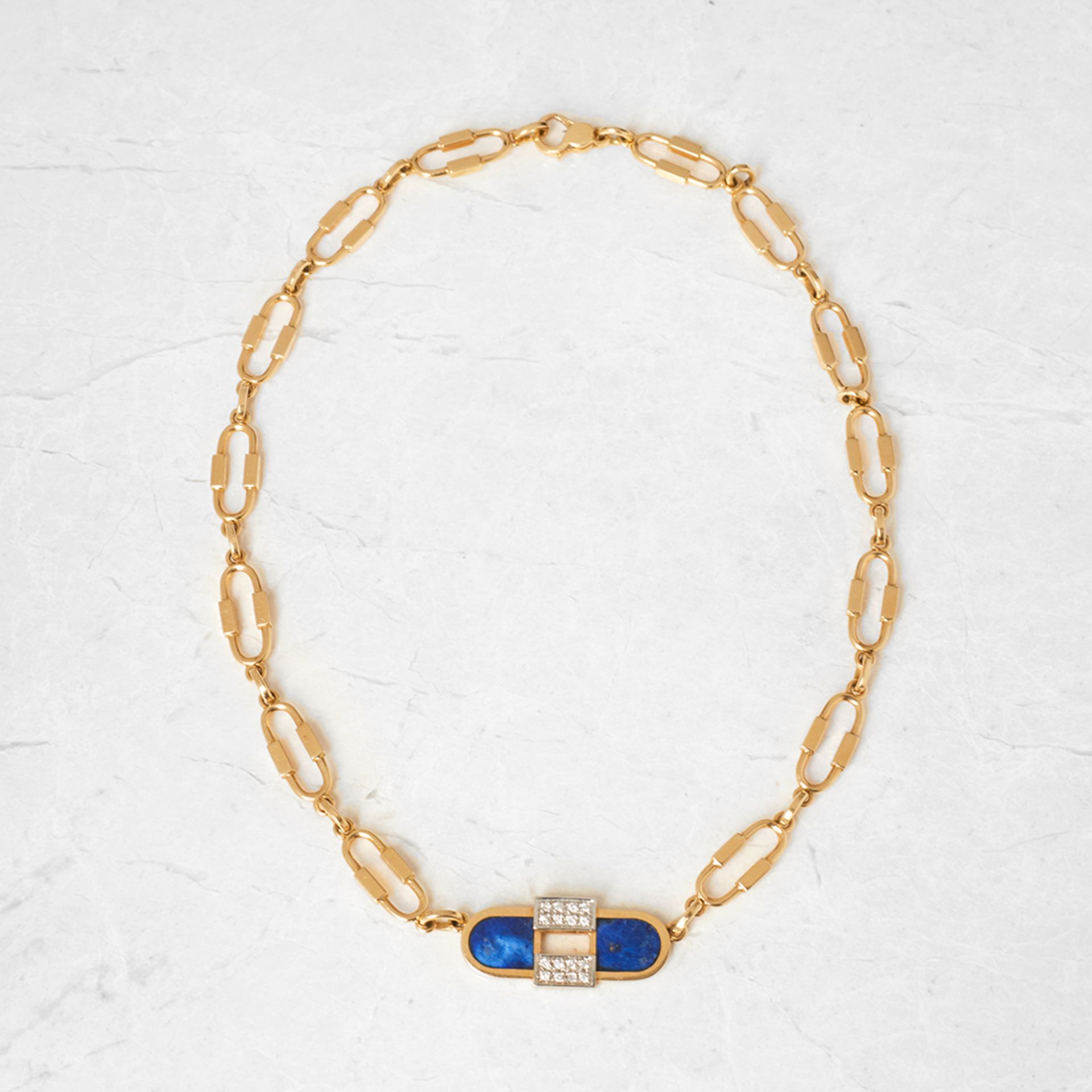 Cartier 18k Yellow Gold Lapis Lazuli & Diamond Necklace - Bild 5 aus 6