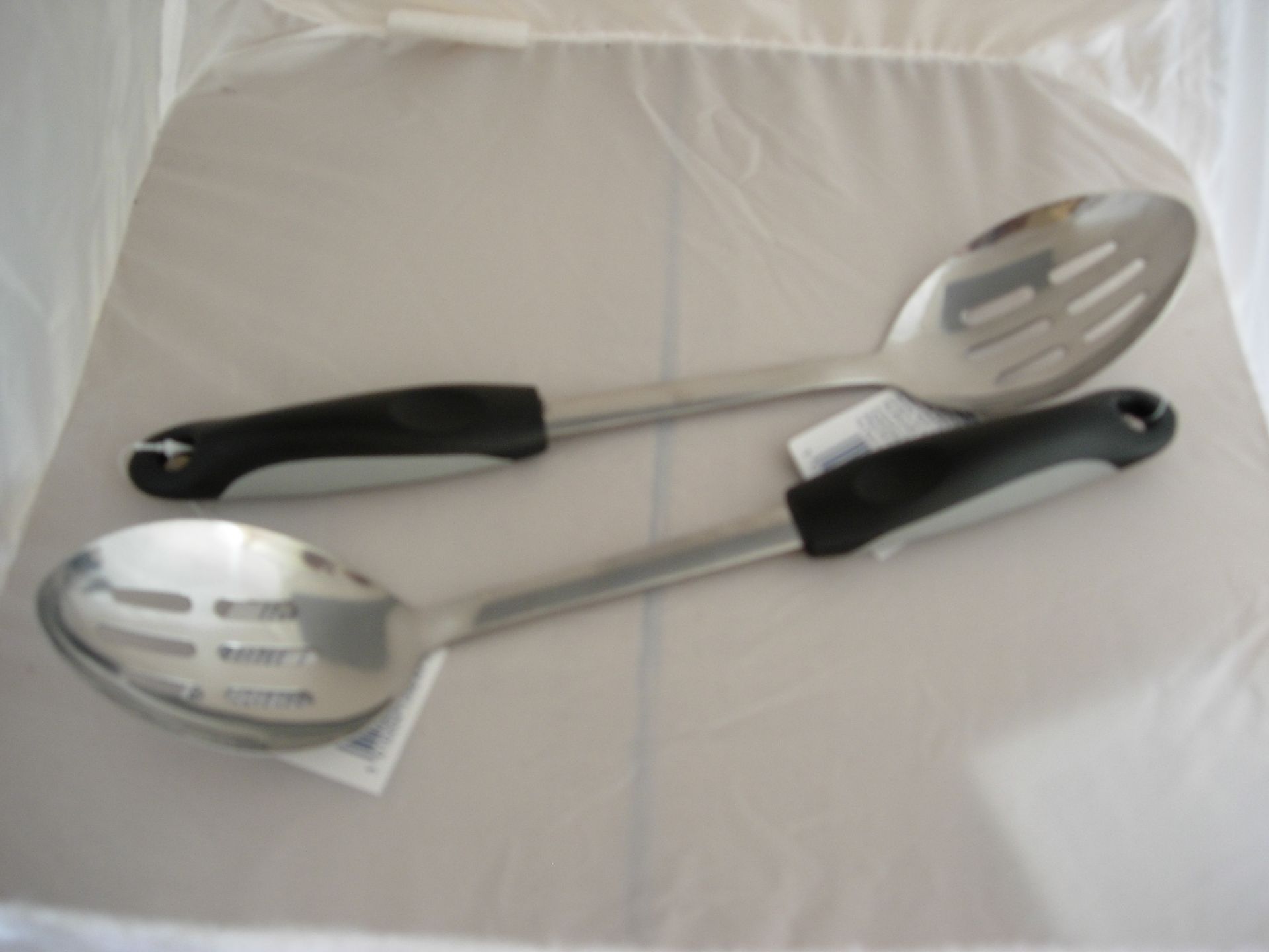 10 X Tesco Soft Grip Slotted Spoons