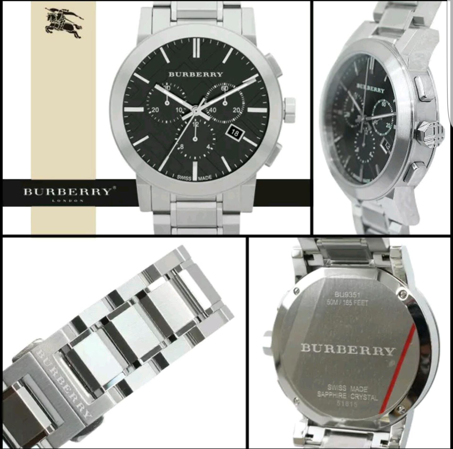 BRAND NEW GENTS BURBERRY WATCH BU9351, COMPLETE WITH ORIGINAL BOX AND MANUAL - Image 2 of 3