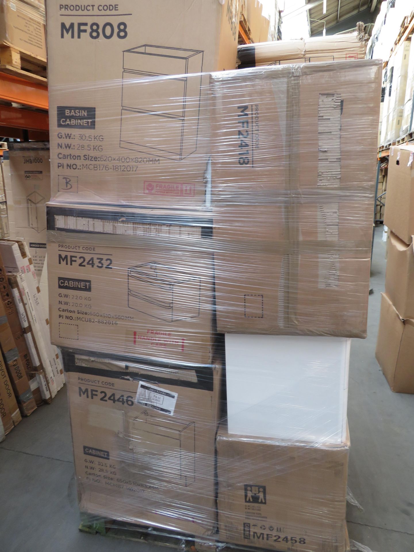 (A2) Pallet To Contain 11 X Items Of Various Bathroom Goods To Incude: Various Basin Cabinets.