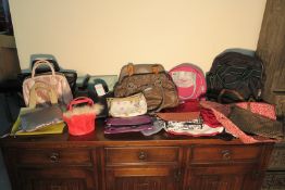 BOX OF VARIOUS BAGS AND PURSES