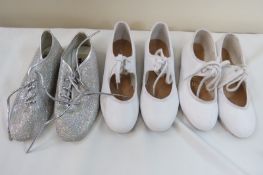 3 X DANCE SHOES (GIRLS TAP SHOES UK 11.5 & 13.5, GIRLS SPARKLY DANCE SHOES UK 12)