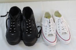 2 X PAIRS OF TRAINERS (CONVERSE - WHITE UK 5 AND NIKE - BLACK UK9)