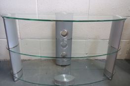 JOHN LEWIS GLASS OVAL SHAPED 3 TIER TV STAND