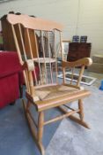 Pine Rocking Chair - Country Style With Reed Seating