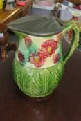 Antique Pewter Lidded Floral Hand Painted Pouring Jug
