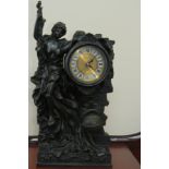 Exquisite Quartz Spelter Mantle Clock, 38cm Tall