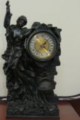 Exquisite Quartz Spelter Mantle Clock, 38cm Tall