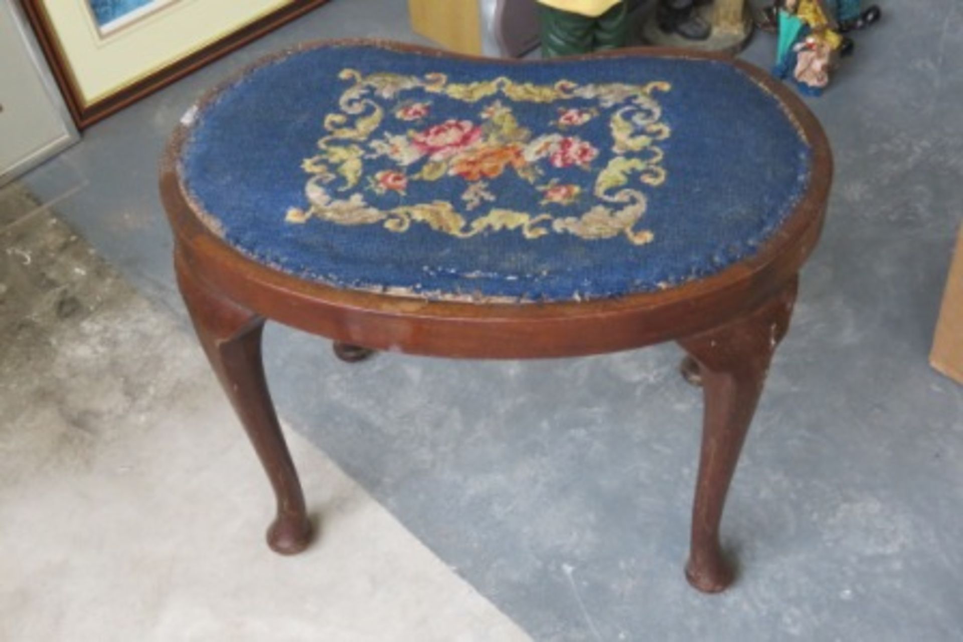 Vintage Cross Stitched Stool - Image 2 of 2