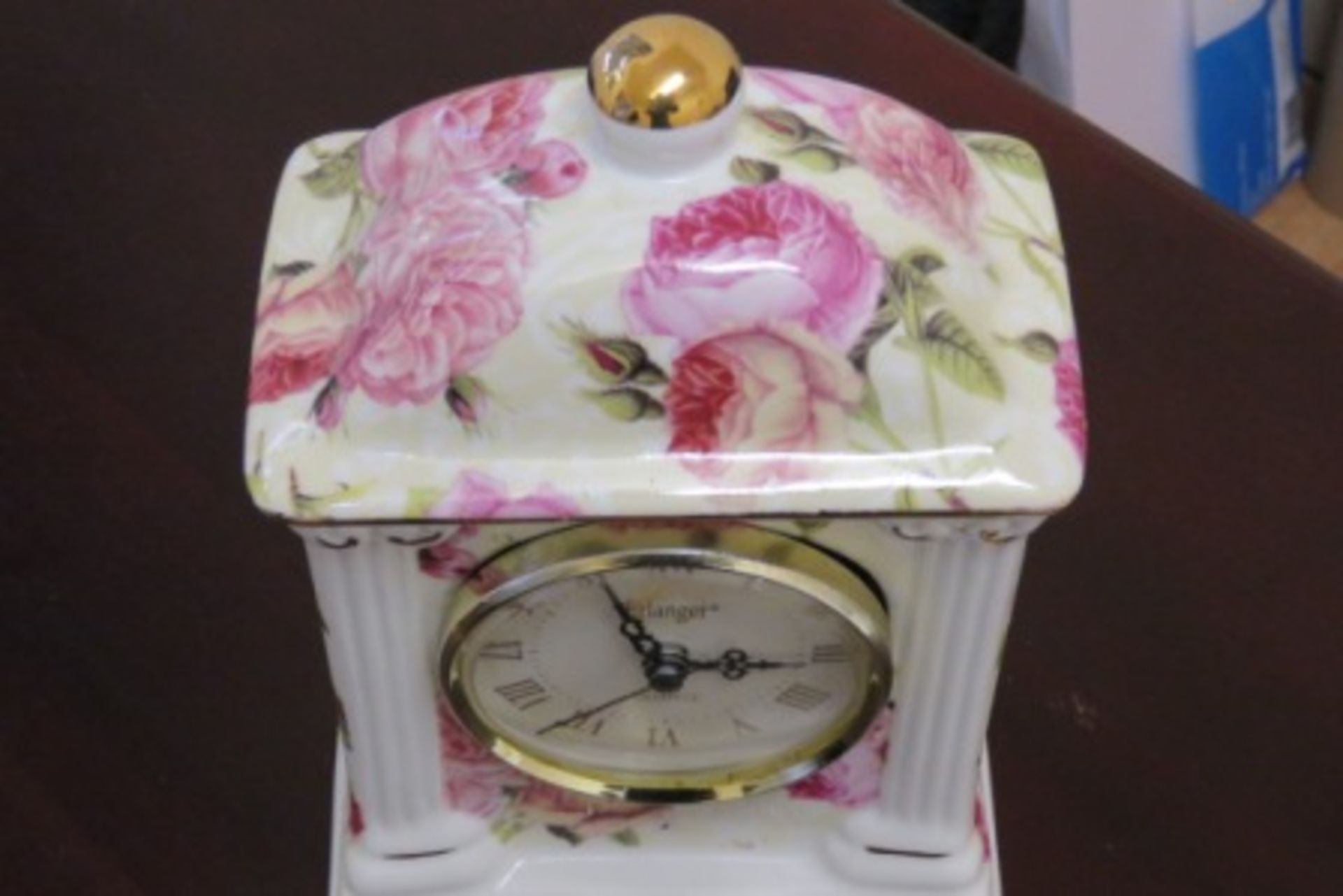 Erlanger Quartz Mantle Clock In Porcelain - Working Order - Image 2 of 2