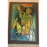 Vintage Hand Worked Metal Wall Art Plaque Of Jesus Entering Damascus