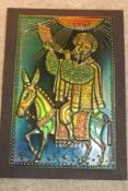 Vintage Hand Worked Metal Wall Art Plaque Of Jesus Entering Damascus