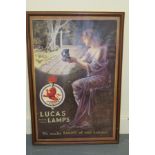 Vintage Advertising Sign For Lucas Lamps - Framed