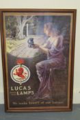 Vintage Advertising Sign For Lucas Lamps - Framed
