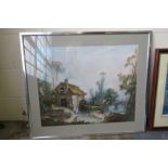 Old Water Mill - Large Print In Silver Frame