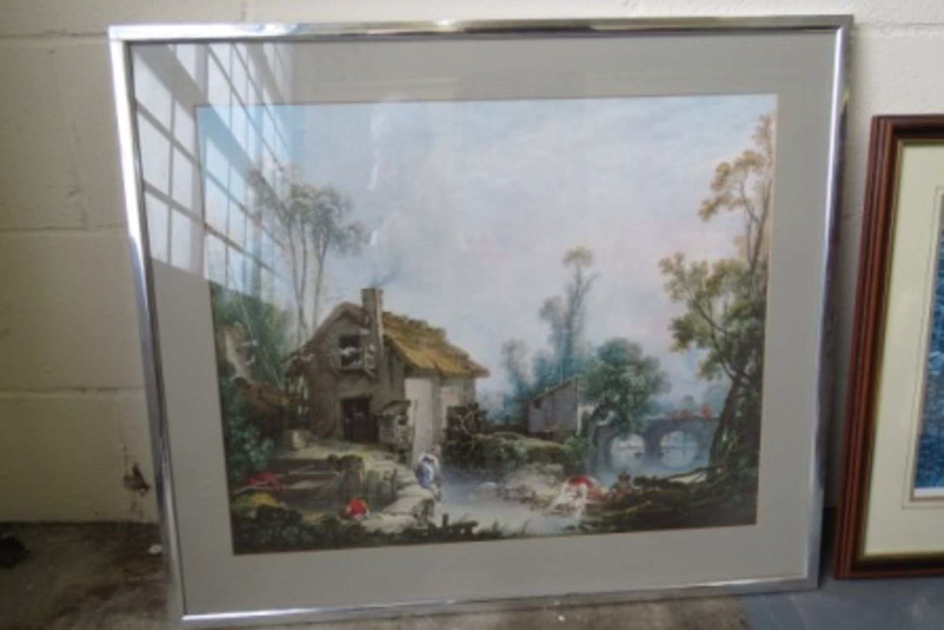 Old Water Mill - Large Print In Silver Frame