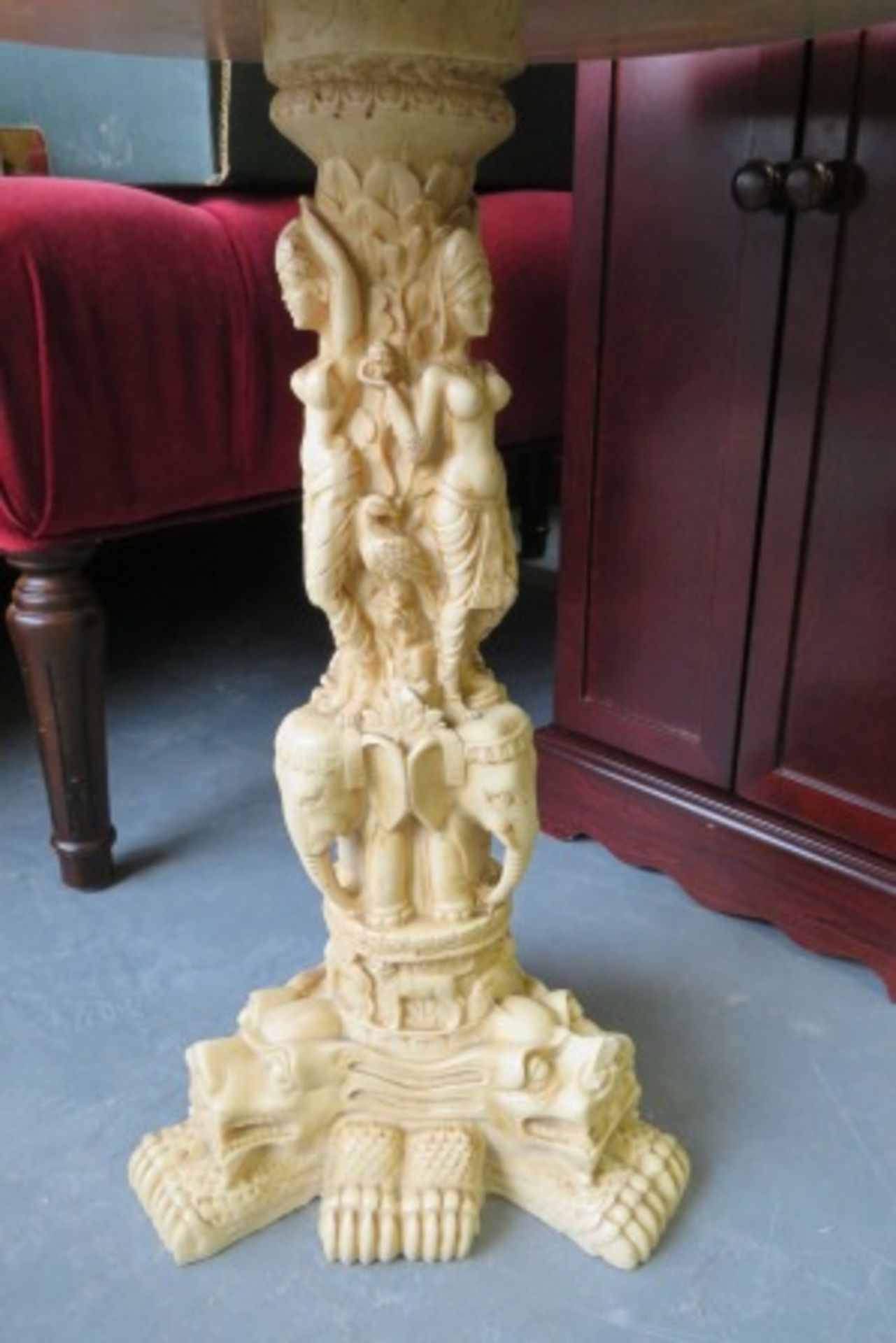 Oriental Themed Carved Side Table - Image 2 of 3