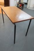 Vintage Wood And Metal School Table