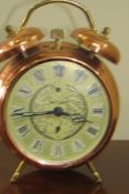 Vintage Copper Alarm Clock By Jerger Of Germany