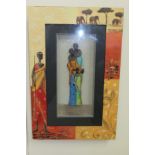 Shadow Boxed Tribal Picture Of Masaai Family