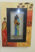 Shadow Boxed Tribal Picture Of Masaai Family