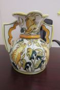 Decorative Spanish Continental Vase Depicting Birds And Flowers
