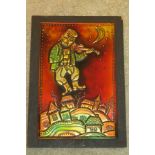 Vintage Hand Worked Metal Wart Art Plaque - Fiddler On The Roof