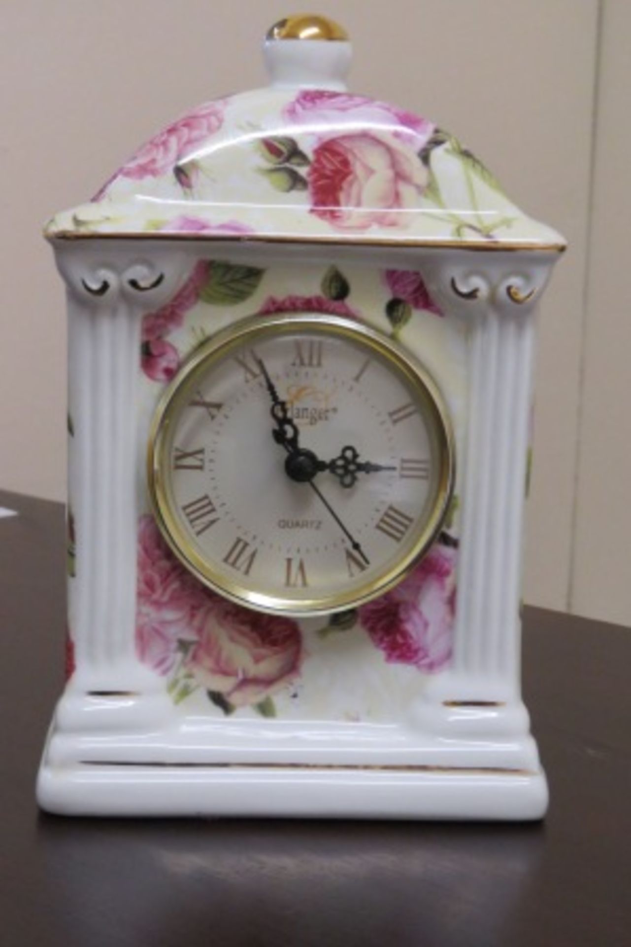 Erlanger Quartz Mantle Clock In Porcelain - Working Order